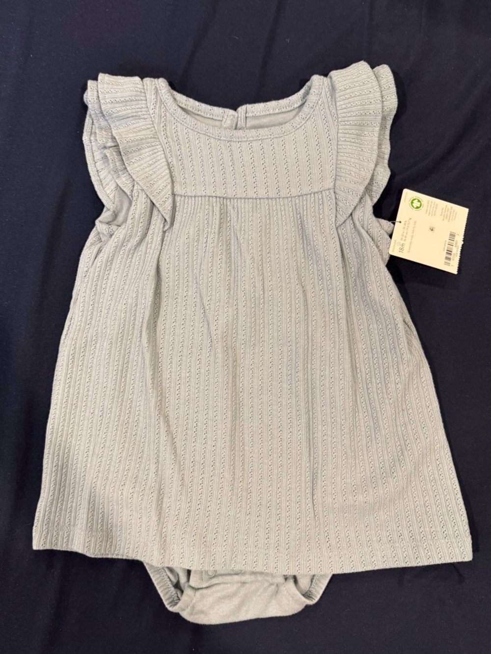 Little Planet by Carter's Baby Girls' Pointelle Round Neck Bodysuit Dress - Blue